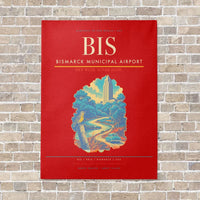 Thumbnail for Bismarck Municipal Airport BIS - Canvas No Frame - Red