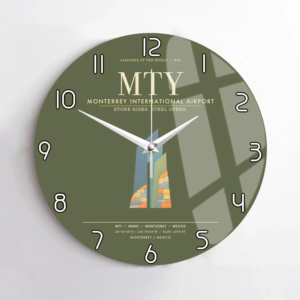 Monterrey International Airport MTY Wall-Clock No-Frame - Green Army