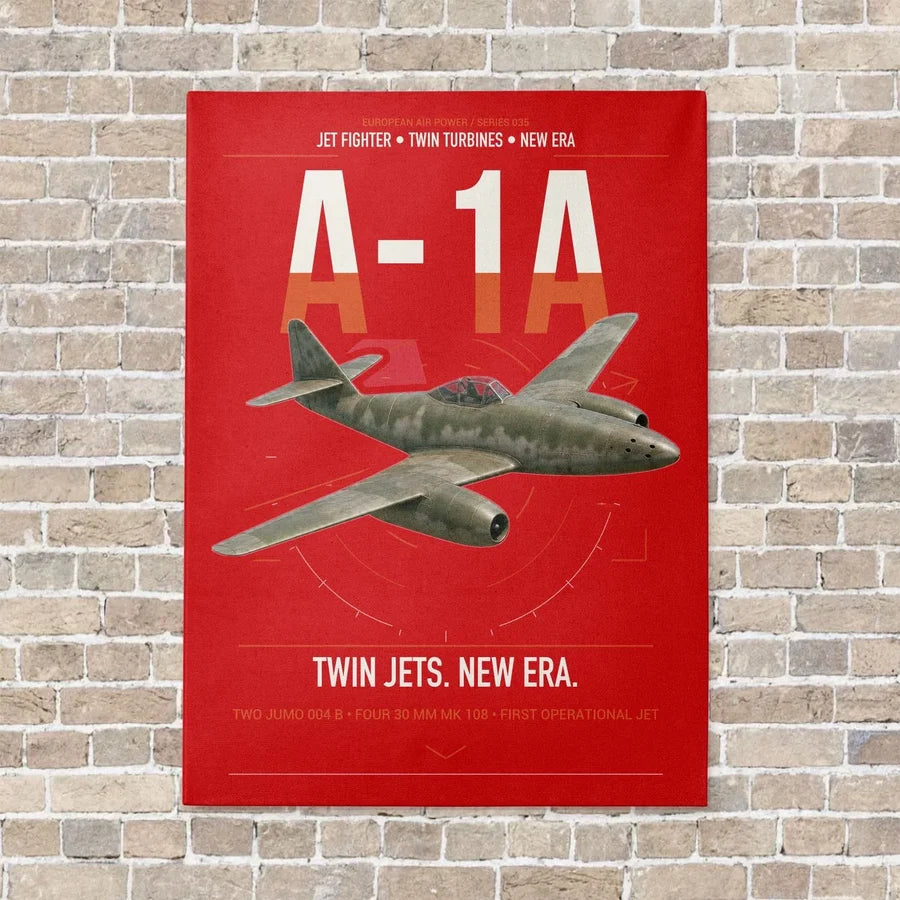 Messerschmitt Me 262A-1a vertical canvas print - no frame - red background
