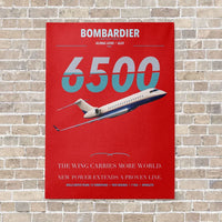 Thumbnail for Bombardier Global 6500 vertical canvas print - no frame - red background