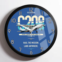 Thumbnail for Cessna 208 Caravan design on blue framed wall clock
