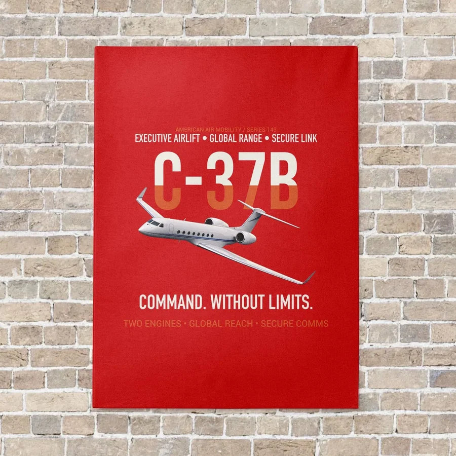 C-37B Global Command Link vertical canvas print - no frame - red background