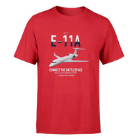 Thumbnail for E-11A BACN design on red double-side t-shirt, single-side print