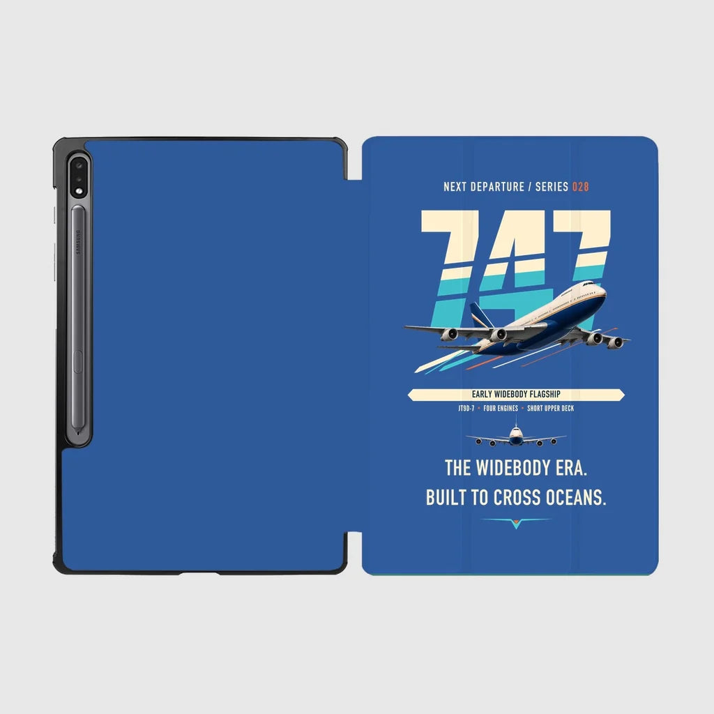Boeing 747-200B design on blue samsung tablet tablet case