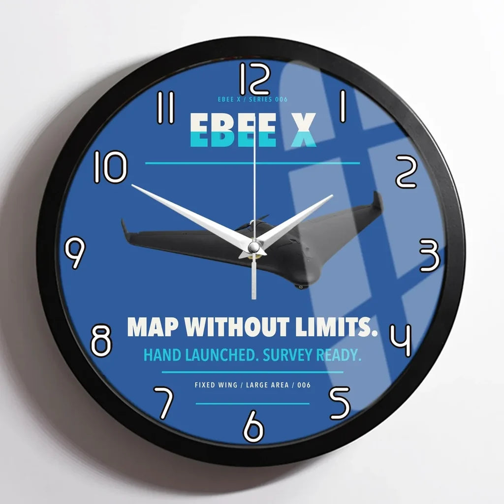 AgEagle eBee X design on blue framed wall clock