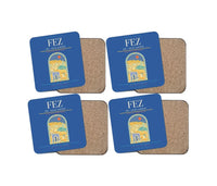 Thumbnail for Fes (FEZ) design on blue 4 pieces set coaster