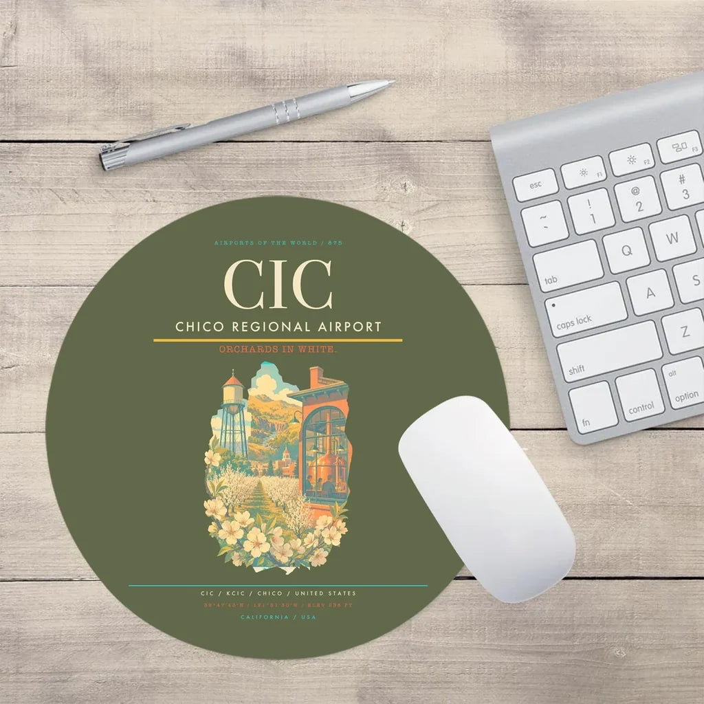 Chico Regional Airport (CIC) design on green army round mouse pad