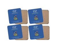 Thumbnail for Palm Springs International Airport (PSP) design on blue 4 pieces set coaster