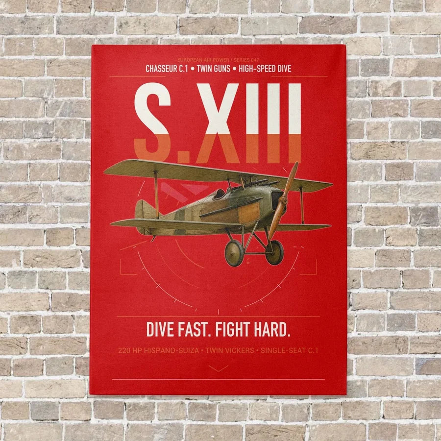 SPAD S.XIII C.1 vertical canvas print - no frame - red background