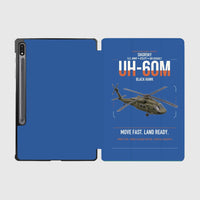 Thumbnail for Sikorsky UH-60M Black Hawk design on blue samsung tablet tablet case