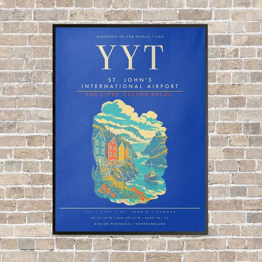 St. John's International Airport YYT - Canvas Framed - Blue