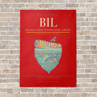 Thumbnail for Billings Logan International Airport BIL - Canvas No Frame - Red