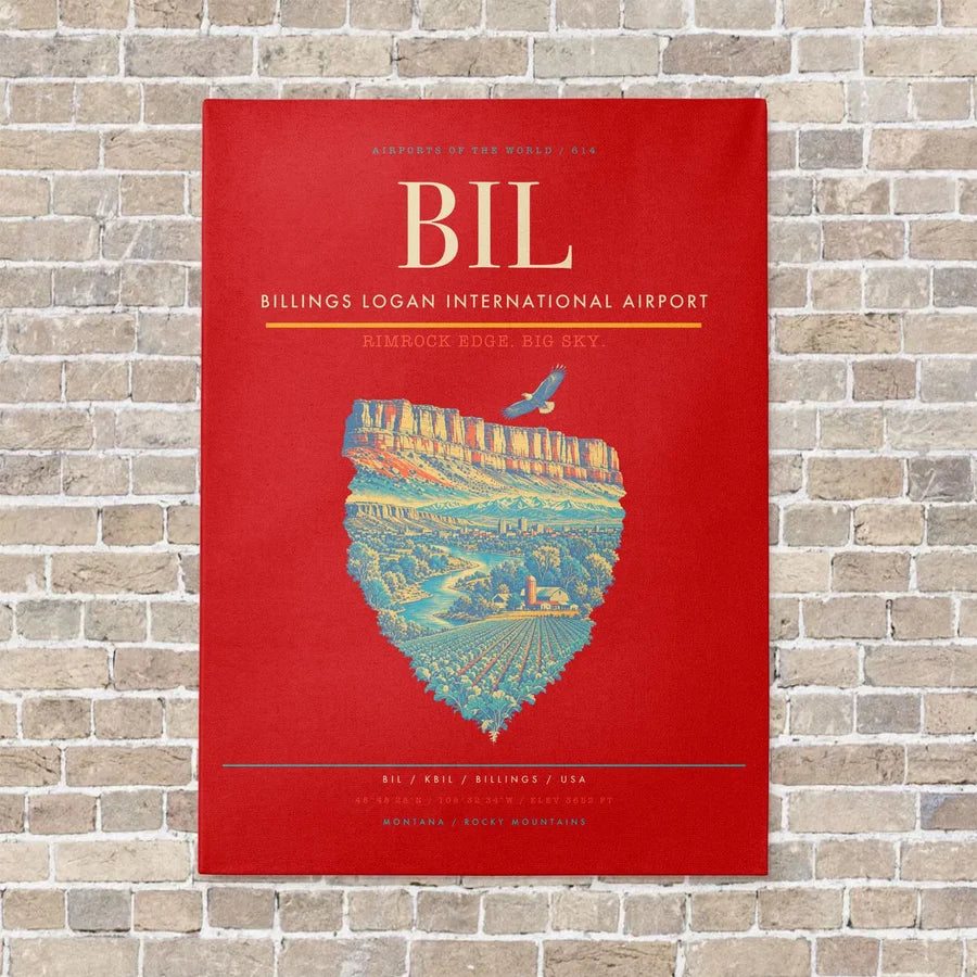 Billings Logan International Airport BIL - Canvas No Frame - Red