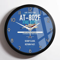 Thumbnail for Air Tractor AT-802F Fire Boss design on blue framed wall clock