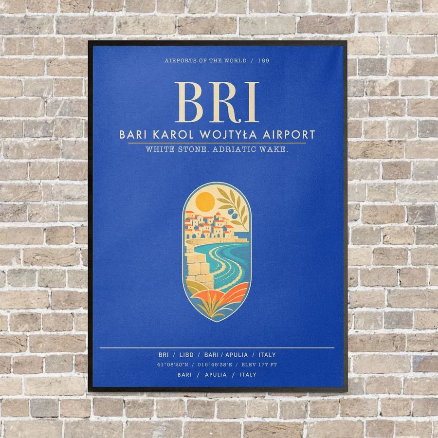 Bari Karol Wojtya Airport BRI - Canvas Framed - Blue