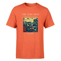 Thumbnail for VINTAGE G4535 - The Tyre Shop - Premium T-Shirt design on orange premium t shirt