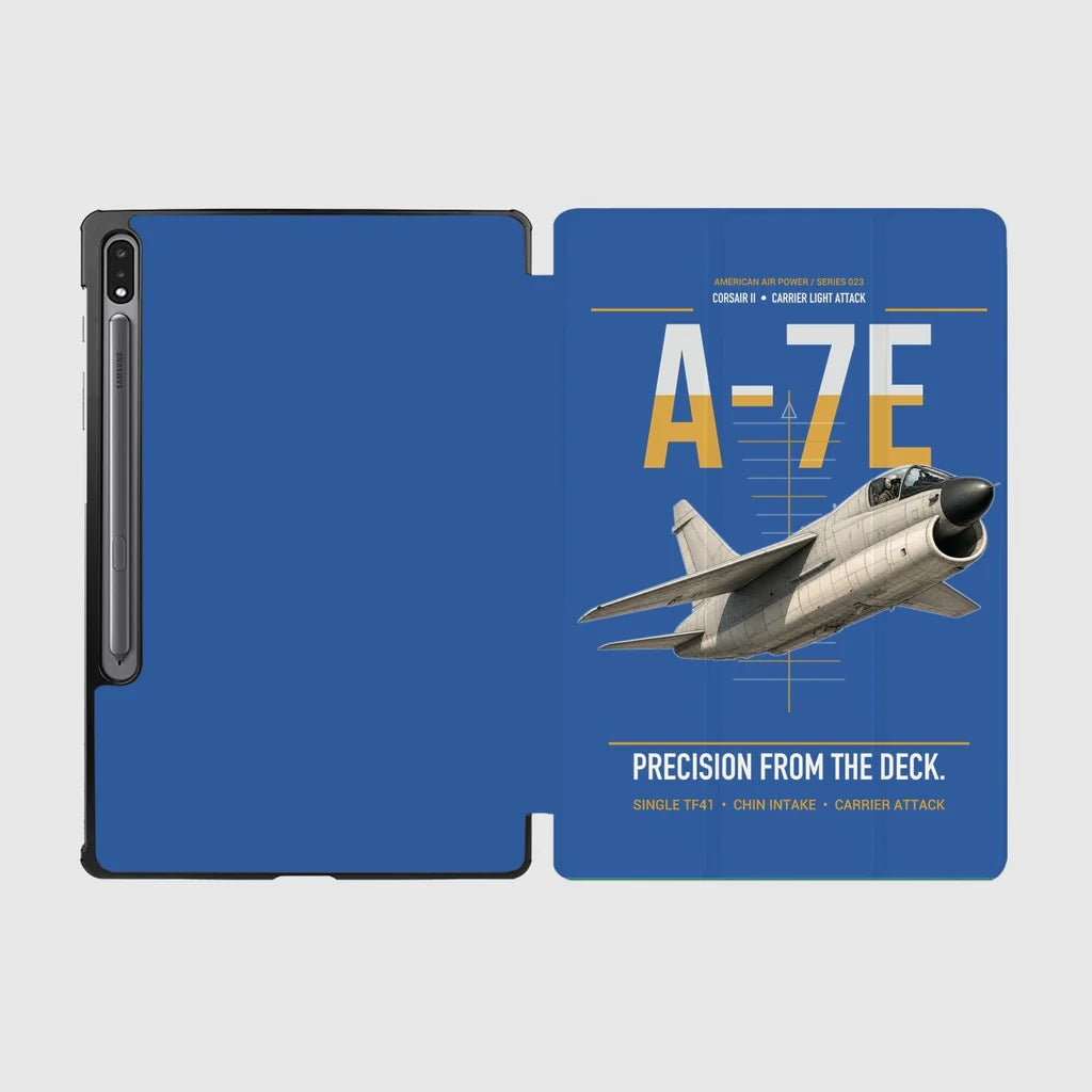 A-7E Corsair II design on blue samsung tablet tablet case