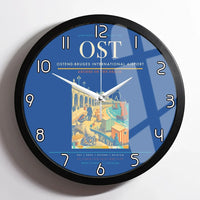 Thumbnail for Ostend-Bruges International Airport (OST) design on blue framed wall clock