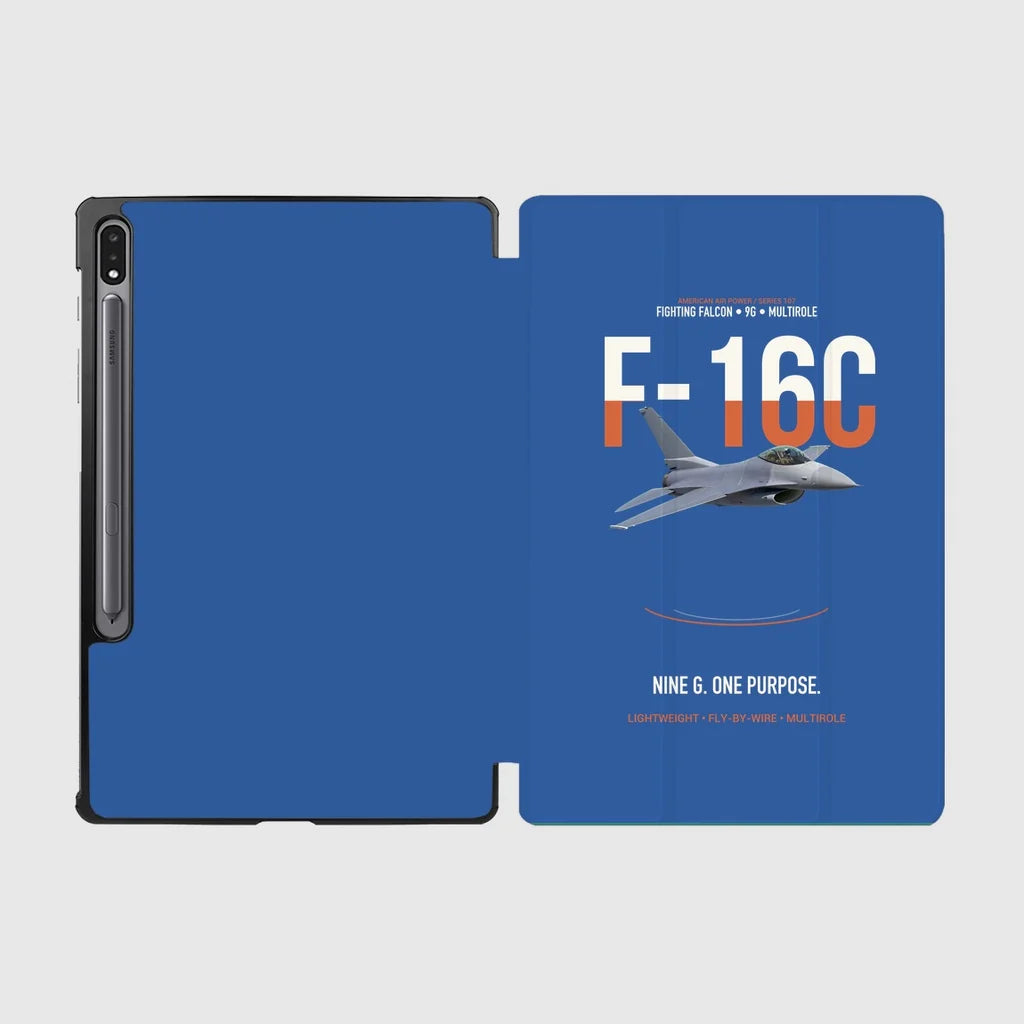 F-16C Fighting Falcon Nine G One Purpose design on blue samsung tablet tablet case