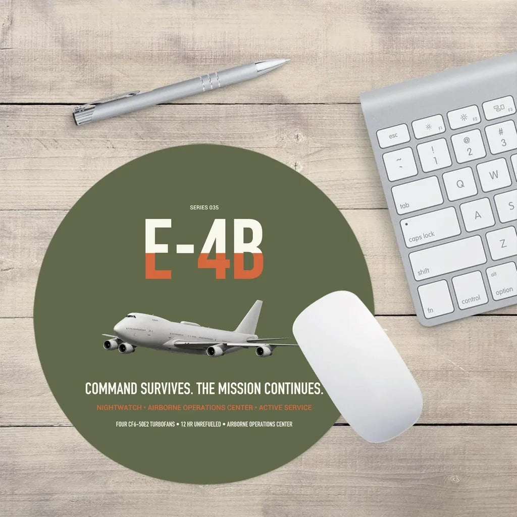 E-4B Nightwatch design on green army round mouse pad