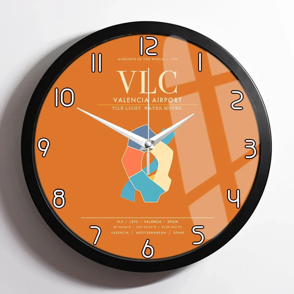 Valencia Airport VLC Wall-Clock Framed - Orange