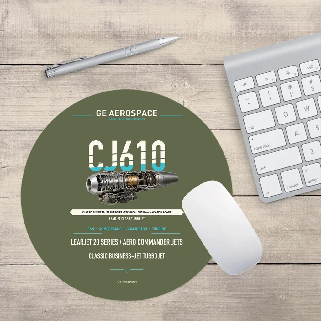 CJ610 design on green army round mouse pad