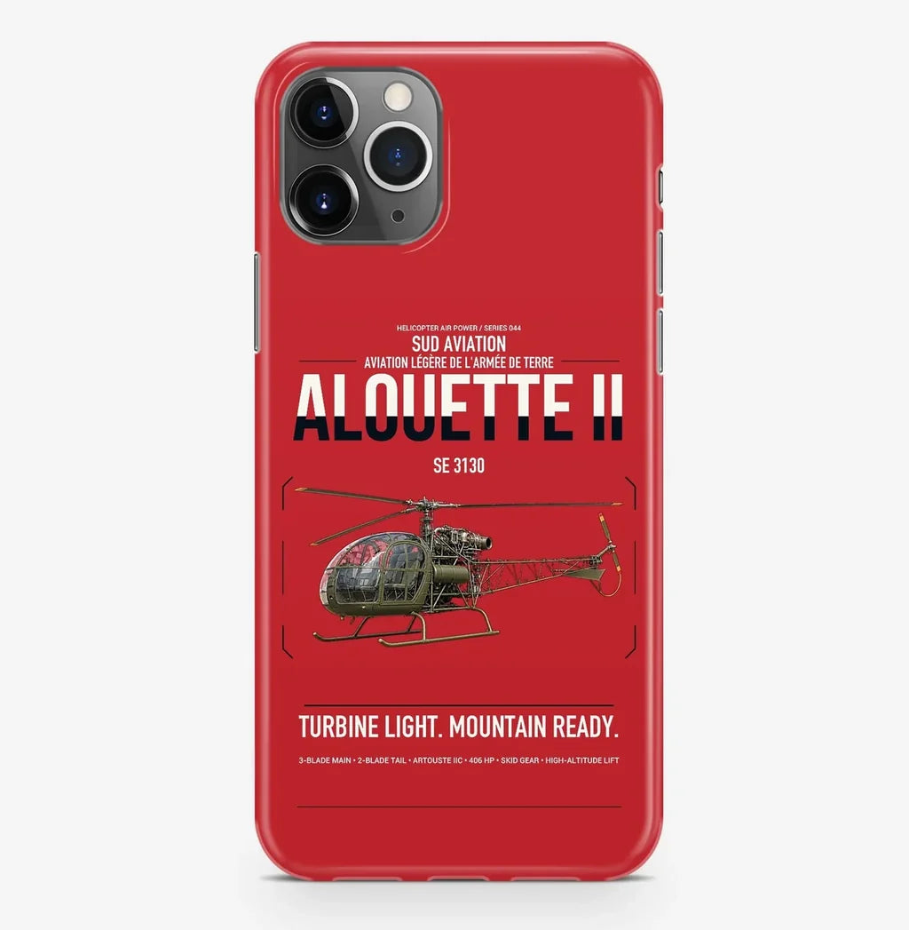 Sud Aviation SE 3130 Alouette II design on red magsafe iphone case, for iPhone Pro Max