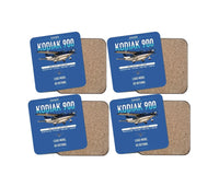 Thumbnail for Daher Kodiak 900 design on blue 4 pieces set coaster