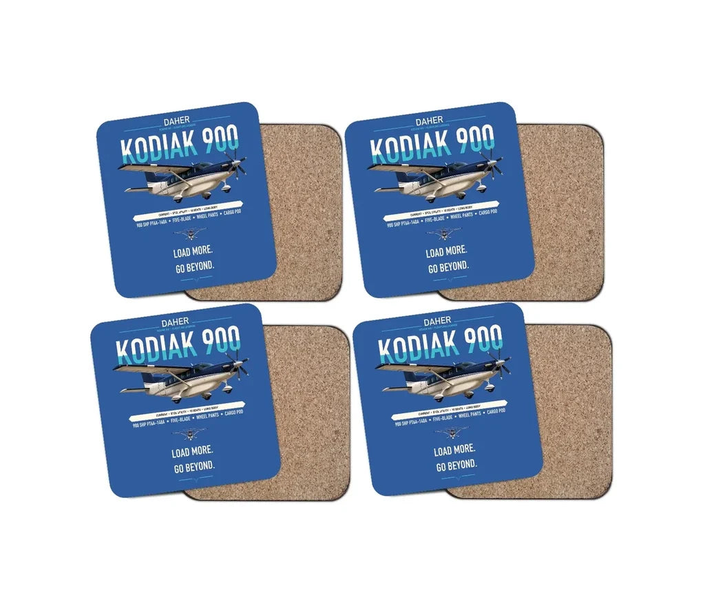 Daher Kodiak 900 design on blue 4 pieces set coaster
