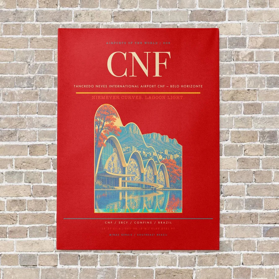 Tancredo Neves International Airport CNF — Belo Horizonte vertical canvas print - no frame - red background