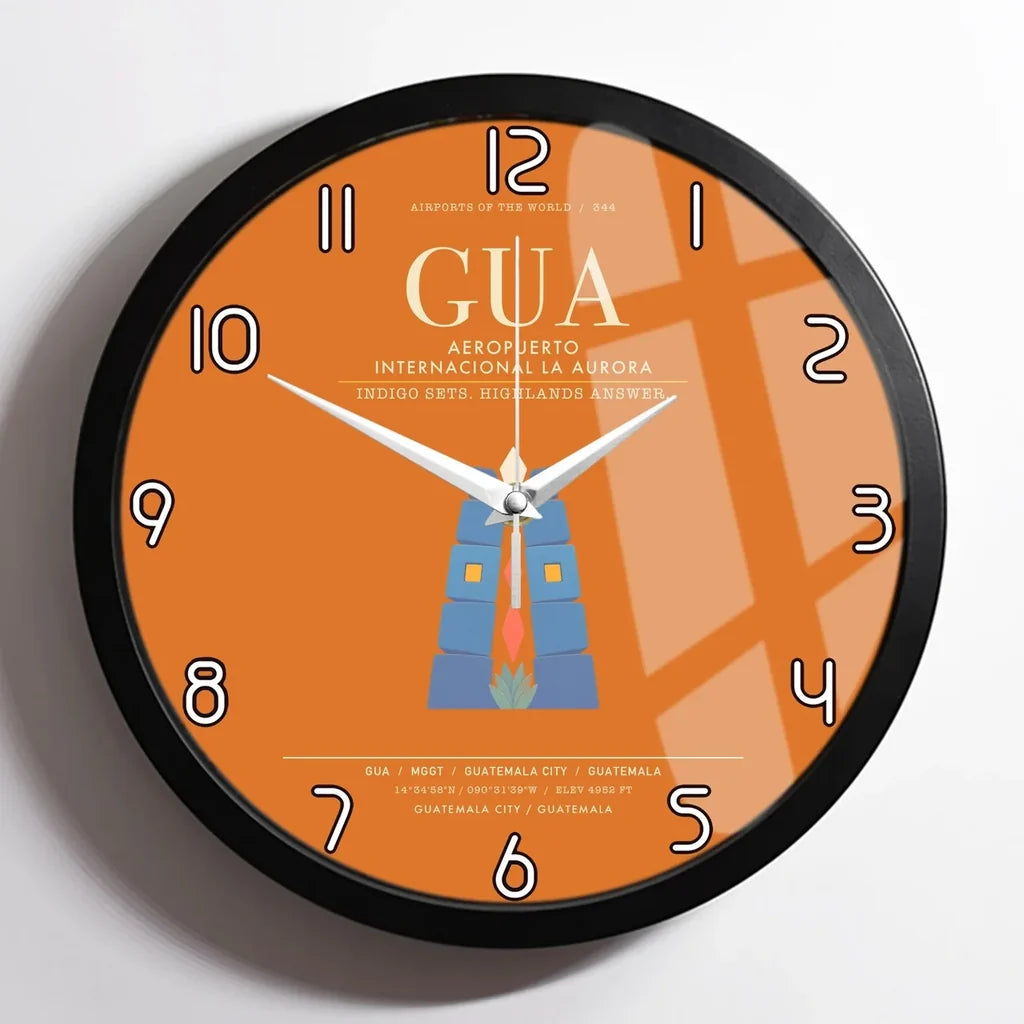 Aeropuerto Internacional La Aurora GUA  Guatemala City Wall-Clock Framed - Orange