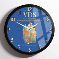 Thumbnail for Vadsø Airport (VDS) design on blue framed wall clock