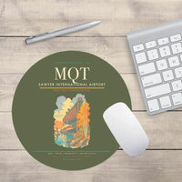 Thumbnail for Sawyer International Airport (MQT) design on green army round mouse pad