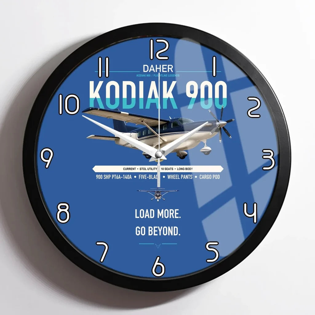 Daher Kodiak 900 design on blue framed wall clock