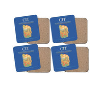 Thumbnail for Shymkent International Airport (CIT) design on blue 4 pieces set coaster