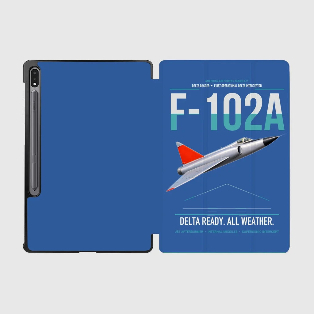 F-102A Delta Dagger design on blue samsung tablet tablet case