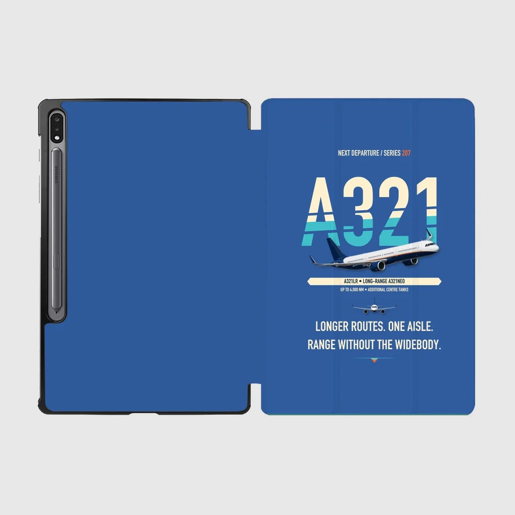 Airbus A321LR design on blue samsung tablet tablet case