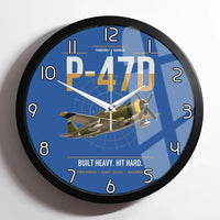 Thumbnail for P-47D Thunderbolt Razorback design on blue framed wall clock