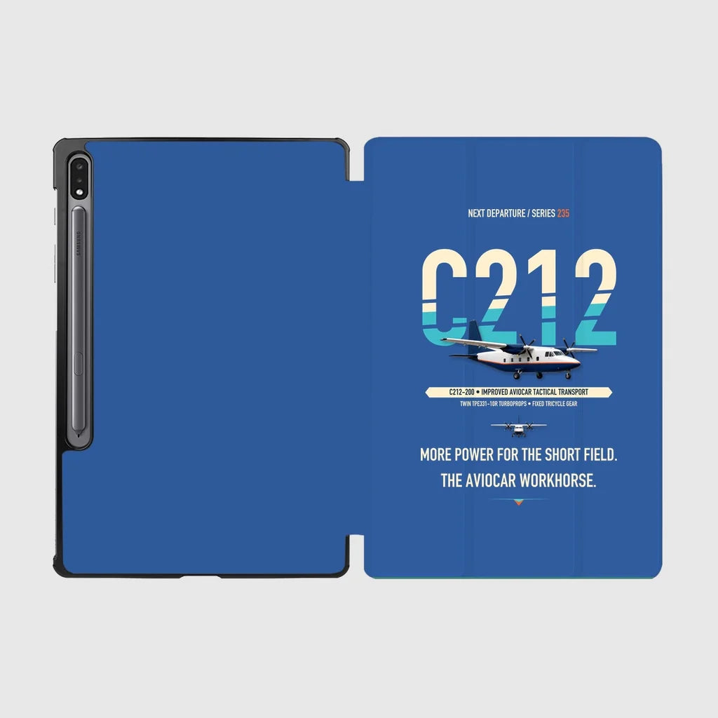 CASA C-212-200 Aviocar design on blue samsung tablet tablet case