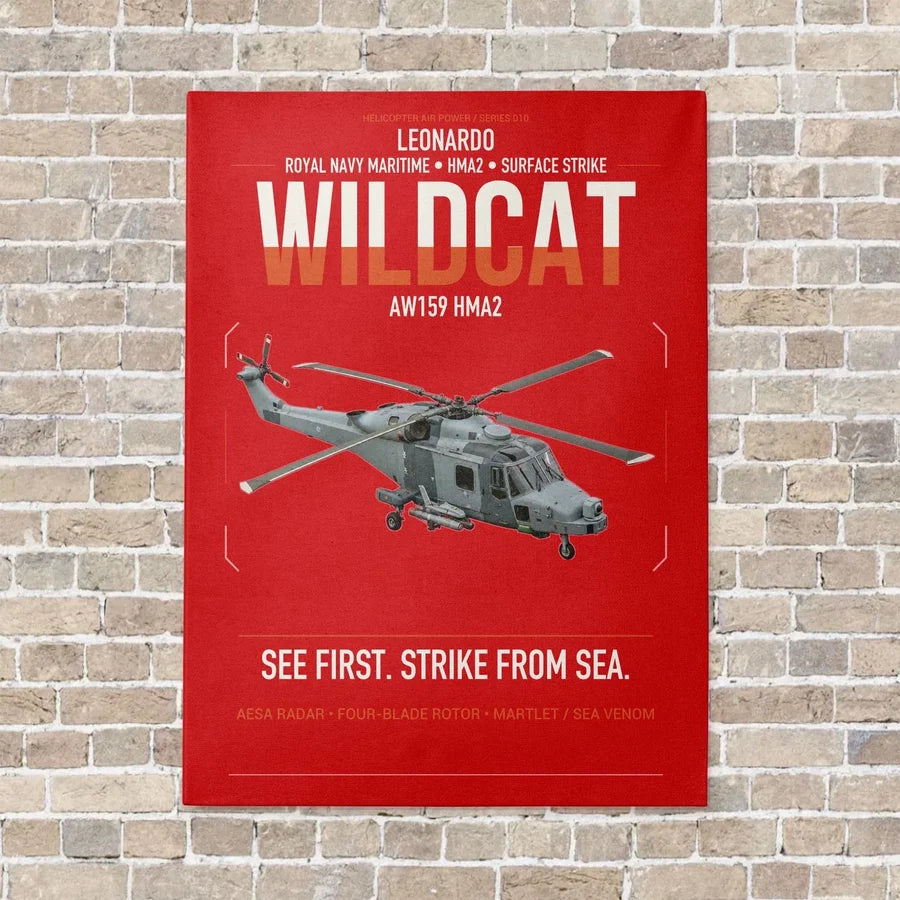 Leonardo AW159 Wildcat HMA2 vertical canvas print - no frame - red background