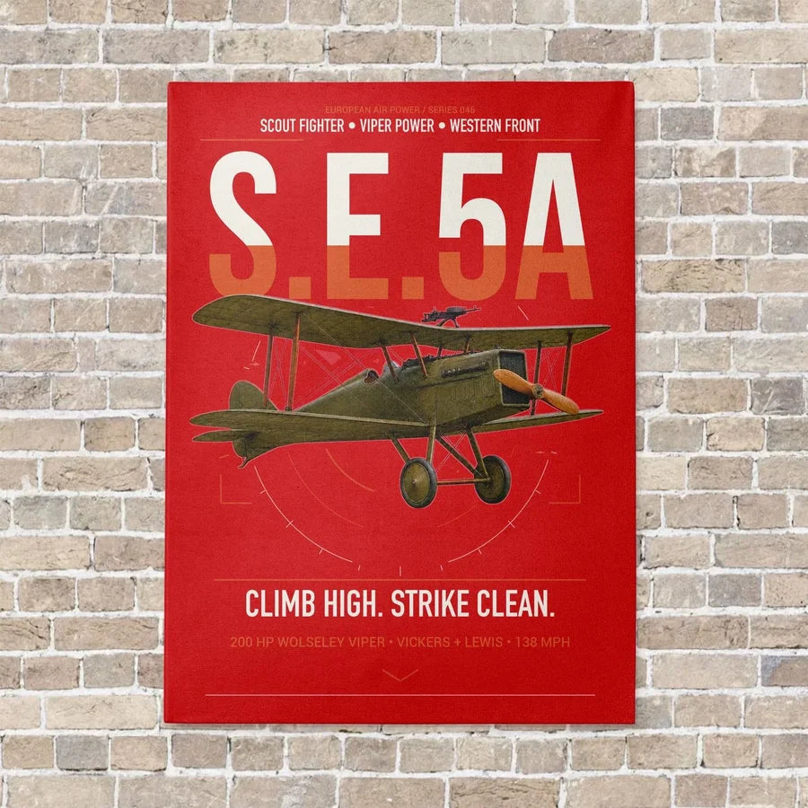 Royal Aircraft Factory S.E.5a vertical canvas print - no frame - red background