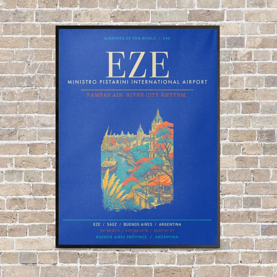 Buenos Aires Ministro Pistarini International Airport EZE - Canvas Framed - Blue