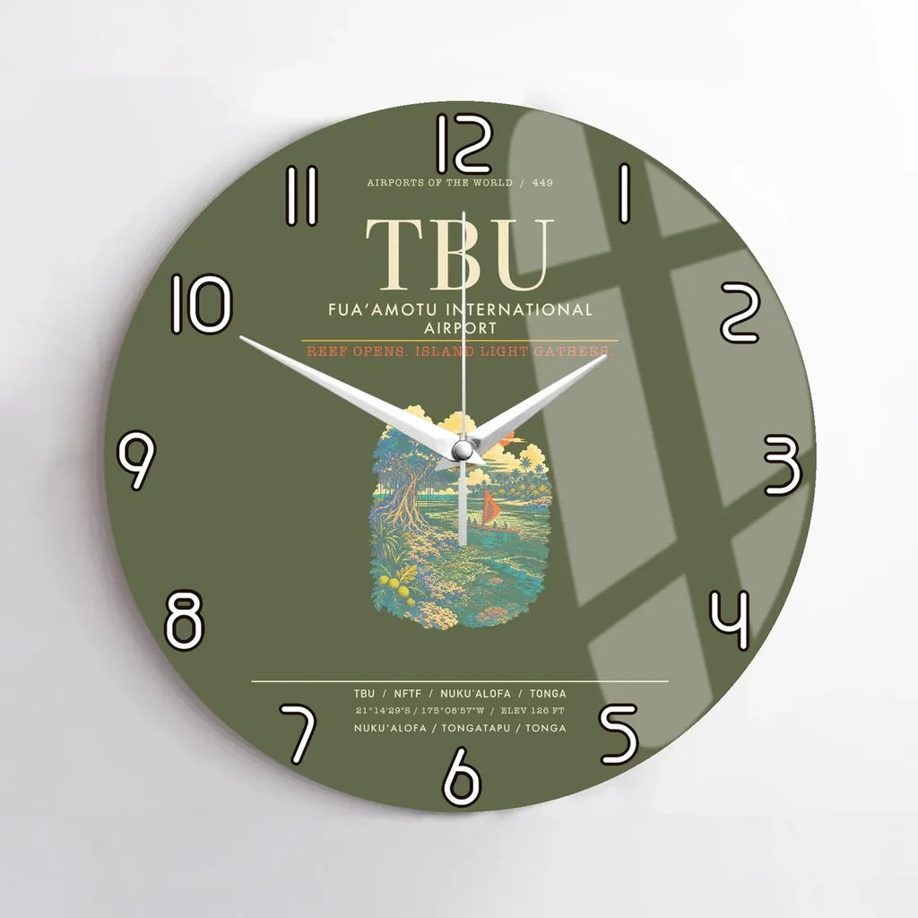 Fuaamotu International Airport TBU Wall-Clock No-Frame - Green Army