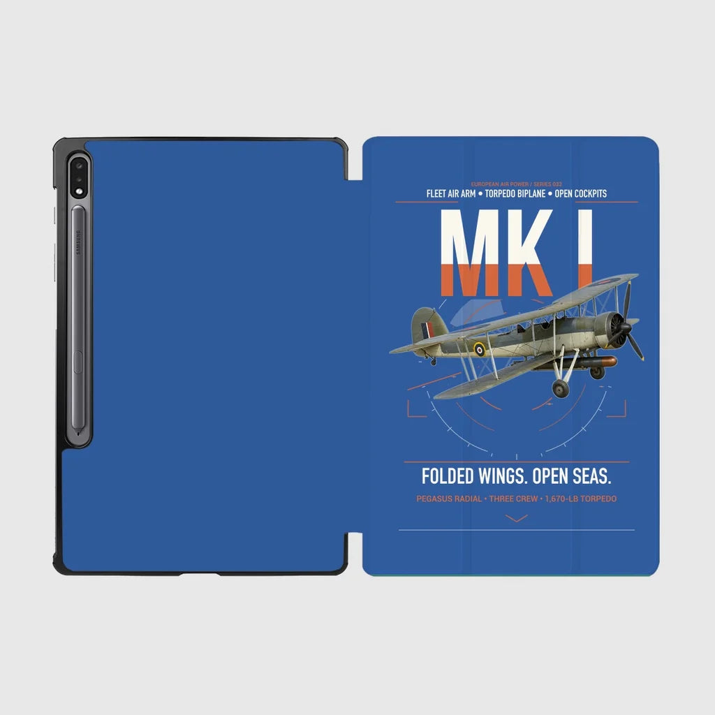 Fairey Swordfish Mk I design on blue samsung tablet tablet case
