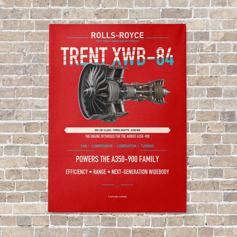 TRENT XWB-84 vertical canvas print - no frame - red background