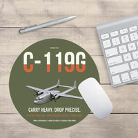 Thumbnail for C-119G Flying Boxcar design on green army round mouse pad