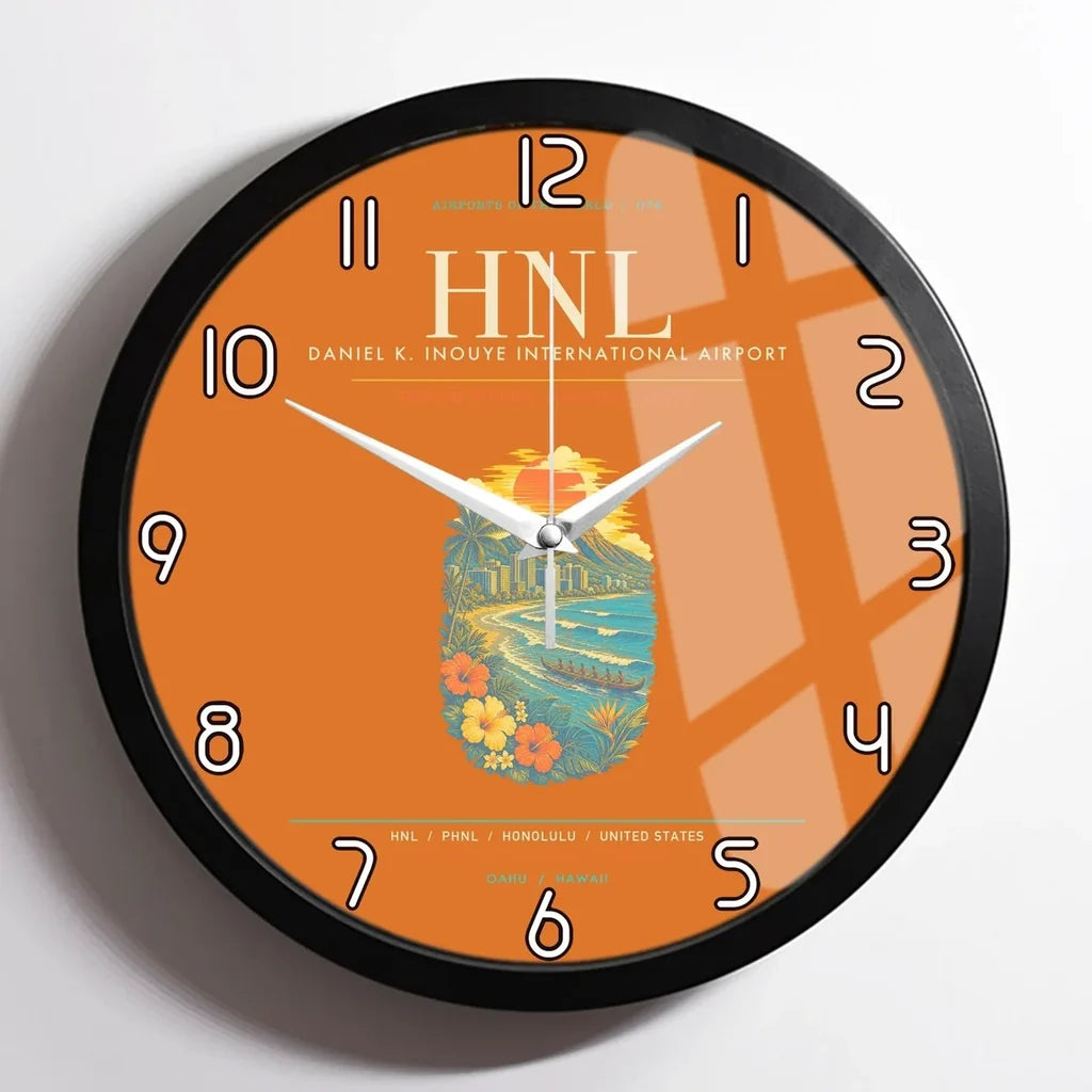 Honolulu Daniel K. Inouye International Airport HNL Wall-Clock Framed - Orange