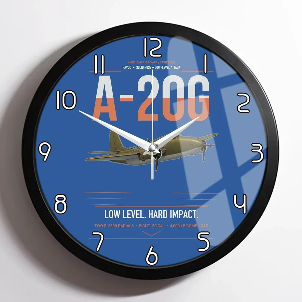 A-20G Havoc design on blue framed wall clock
