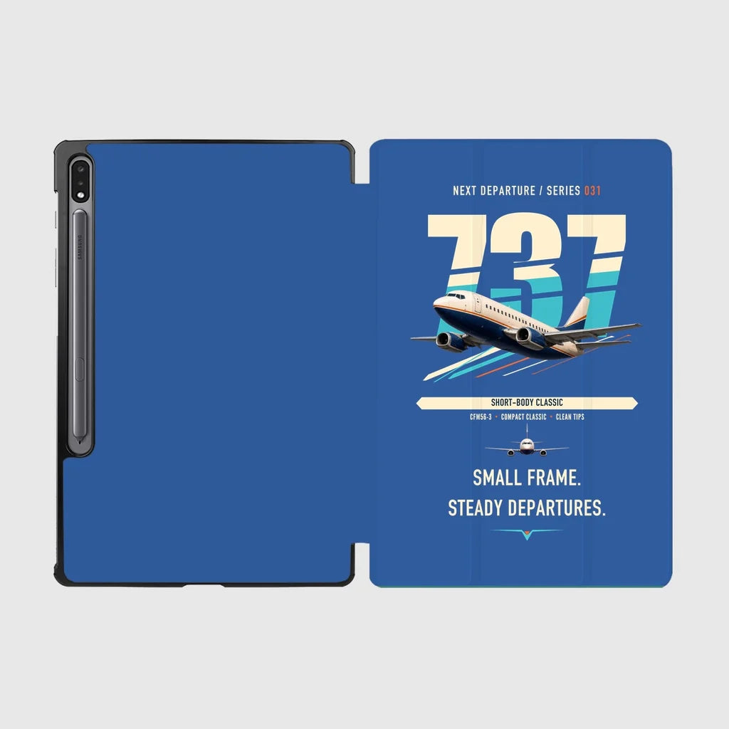 Boeing 737-500 Classic design on blue samsung tablet tablet case