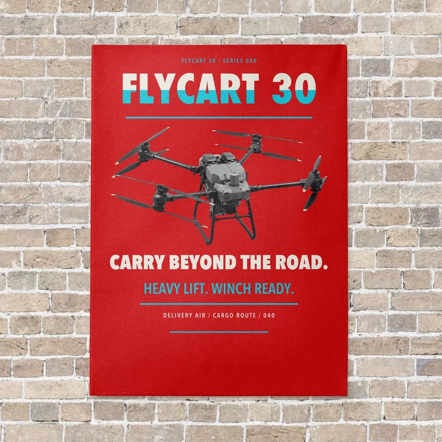DJI FlyCart 30 vertical canvas print - no frame - red background